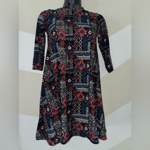 Tribal Print Mock-Neck Girls Dress